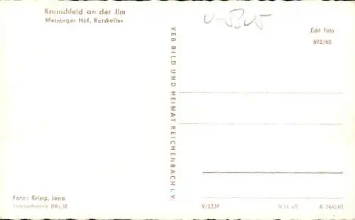 Ak Kranichfeld in Thüringen, Meininger Hof, Ratskeller