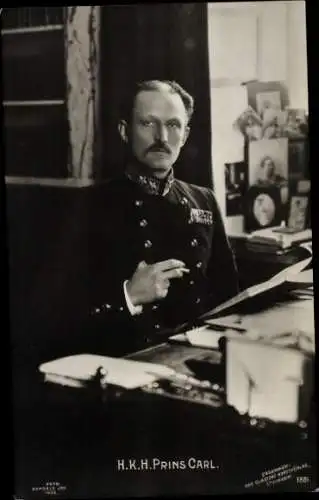 Ak Prinz Carl von Schweden, Arbeitszimmer