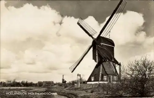 Ak Niederlande, Windmühle, Wohnhäuser