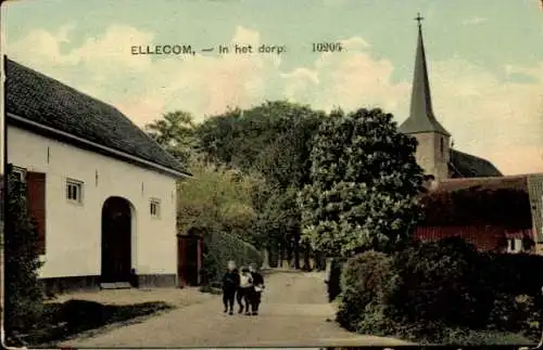 Ak Ellecom Ellekom Gelderland, Straße, Kirche