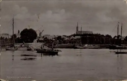 Ak Renkum Gelderland, Hafen, Boote, Windmühle