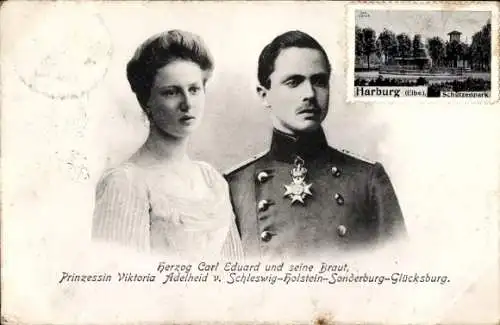 Ak Herzog Carl Eduard von Sachsen-Coburg-Gotha, Prinzessin Viktoria Adelheid