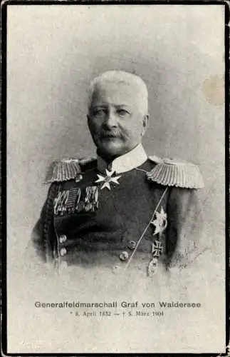 Ak Generalfeldmarschall Graf von Waldersee, Porträt in Uniform