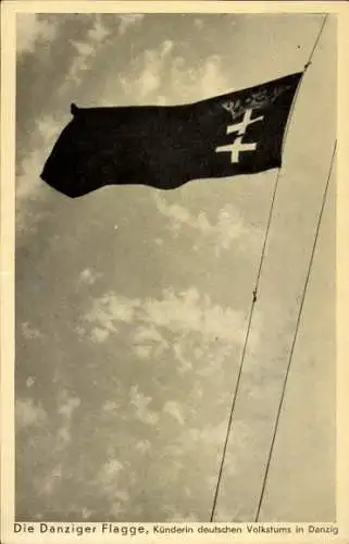 Ak Gdańsk Danzig, Danziger Flagge im Wind