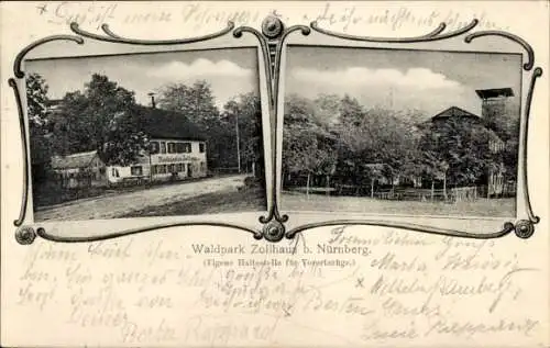 Passepartout Ak Nürnberg in Mittelfranken, Waldpark Zollhaus