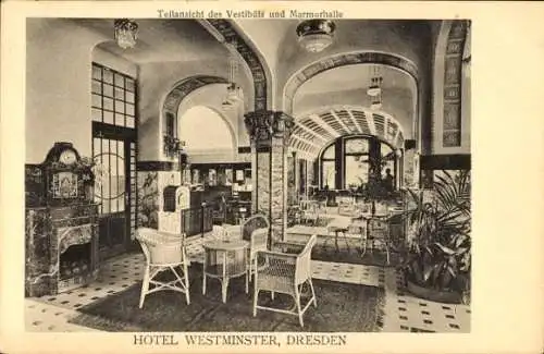 Ak Dresden, Hotel Westminster, Vestibül und Marmorhalle