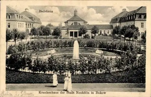 Ak Berlin Neukölln Buckow, Krankenhaus der Stadt Neukölln, Badehaus