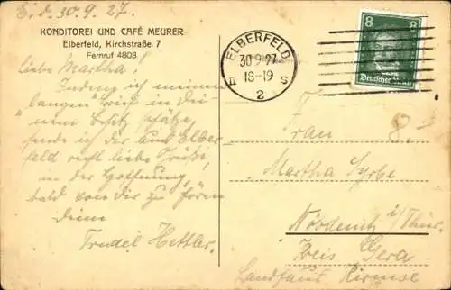 Ak Elberfeld Wuppertal, Konditorei und Café Meurer, Kirchstraße 7