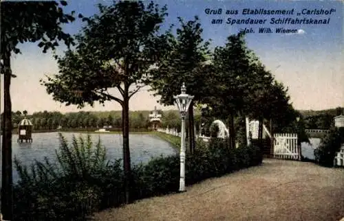 Ak Berlin Charlottenburg, Etablissement Carlshof am Spandauer Schifffahrts Kanal