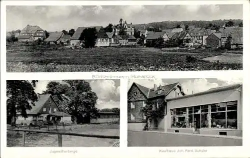 Ak Büchenbeuren im Hunsrück, Jugendherberge, Kaufhaus Joh. Ferd. Schüler, Panorama