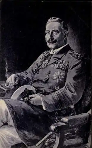 Künstler Ak Stöwer, Kaiser Wilhelm II., Sitzportrait in Uniform, Großadmiral, Wohlfahrtskarte, I. WK