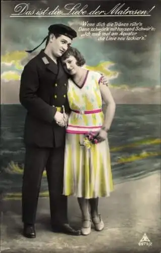 Ak Liebe der Matrosen, Liebespaar, Marinesoldat in Uniform, Abschied