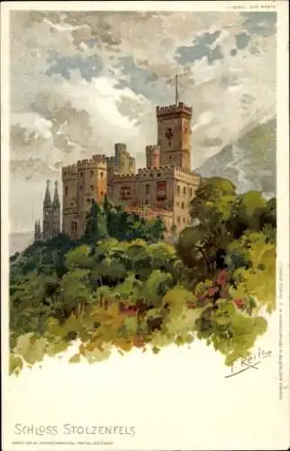 Künstler Litho Reiss, Fritz, Stolzenfels Koblenz am Rhein, Schloss