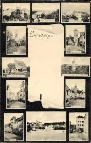 Ak Landsberg am Lech Oberbayern, Teilansichten, Tor, Turm