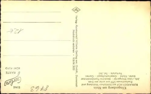 Ak Klingenberg am Main Unterfranken, Burkarder Hof, Terrasse, Gastraum