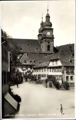 Ak Amorbach im Odenwald Unterfranken, Teilansicht, katholische Kirche