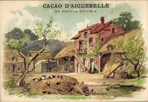 Künstler Litho Reklame, Cacao d'Aiguebelle, Peres Trappistes, Bauernhof