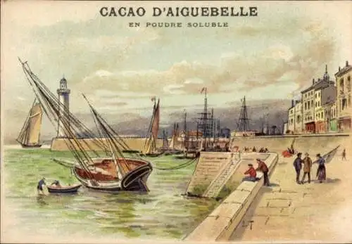 Künstler Litho Reklame, Cacao d'Aiguebelle, Peres Trappistes, Hafenpartie, Leuchtturm