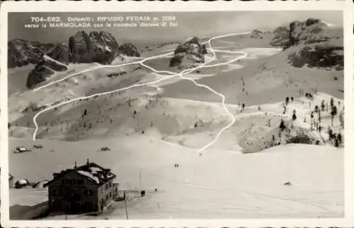 Ak Italien, Rifugio Fedaia, Berghütte