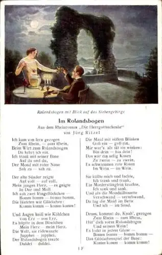 Mondschein Lied Ak Im Rolandsbogen von Jürg Ritzel, Liebespaar, Siebengebirge