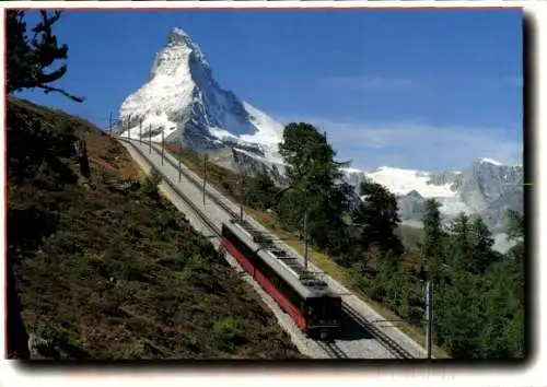 Ak Zermatt Kanton Wallis, Matterhorn, Gornergratbahn