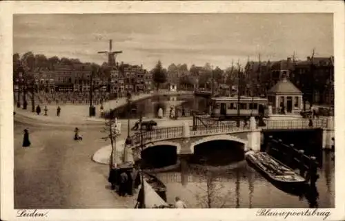 Ak Leiden Südholland Niederlande, Blauwpoortsbrug