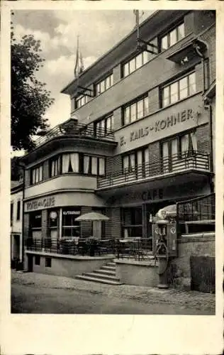 Ak Clervaux Clerf Luxembourg, Hotel de la Gare, E. Kails Kohner, Tankstelle