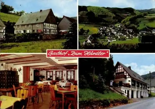 Ak Milchenbach Lennestadt im Sauerland, Gasthof Zum Härdler, Fachwerkgebäude