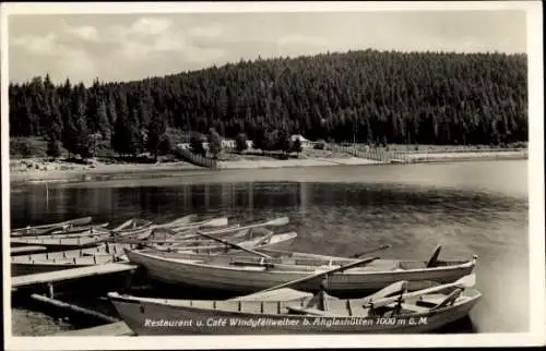 Ak Altglashütten Feldberg im Schwarzwald, Restaurant und Cafe Windgfällweiher, Boote