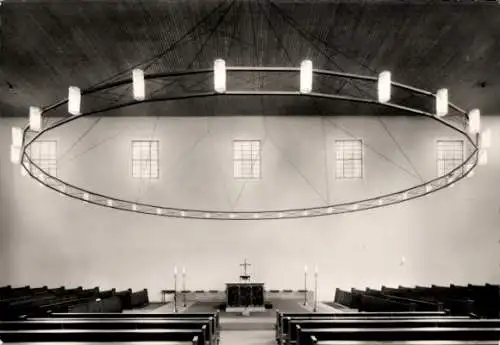 Ak Altenessen Essen im Ruhrgebiet, kath. Pfarrkirche Herz-Jesu, Innenraum