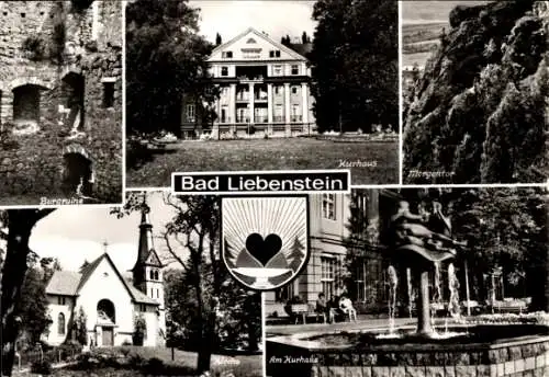 Ak Bad Liebenstein im Thüringer Wald, Kurhaus, Morgentor, Burgruine, Kirche, Am Kurhaus