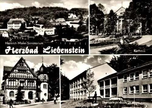 Ak Bad Liebenstein im Thüringer Wald, Kurhaus, Postamt, Therapiegebäude, Heinrich-Mann-Sanatorium