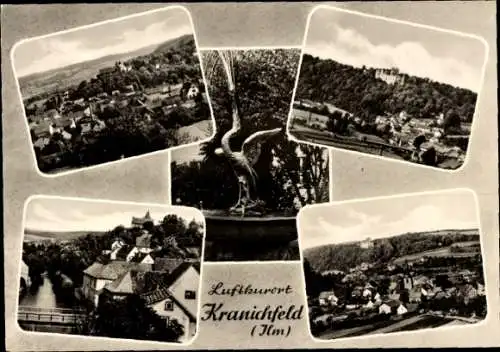 Ak Kranichfeld in Thüringen, Panorama, Teilansichten, Kranich