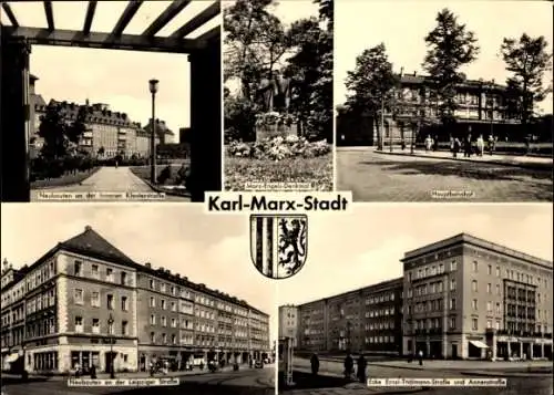 Ak Karl Marx Stadt Chemnitz, Hauptbahnhof, Neubauten Innere Klosterstraße, Ernst Thälmann Straße