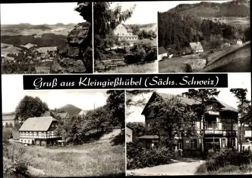 Ak Kleingießhübel Reinhardtsdorf Schöna Sächsische Schweiz, Panorama, Fachwerkhaus