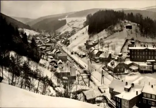Ak Katzhütte im Schwarzatal Thüringen, Panorama, Winter