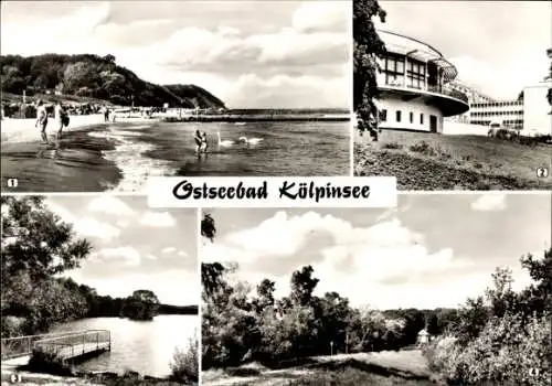 Ak Ostseebad Kölpinsee auf Usedom, Strand, FDGB-Ferienheim Kölpinshöh, Dünenweg