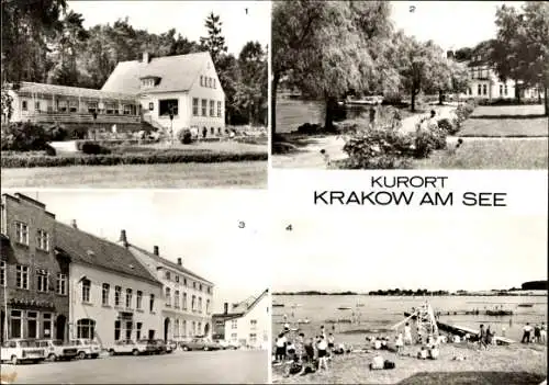 Ak Krakow am See in Mecklenburg, HOG Jörnberg, HO Gaststätte Seehotel, Marktplatz, Bad