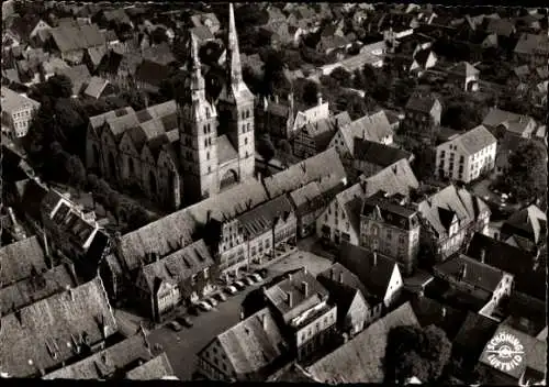 Ak Lemgo in Nordrhein Westfalen, Sankt Nicolaikirche, Fliegeraufnahme, Altstadt