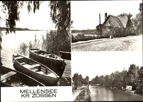 Ak Am Mellensee Brandenburg, Boote, Kanal, Gebäude