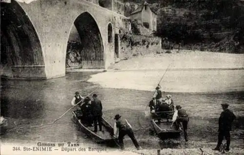 Ak Sainte Enimie Lozère, Depart des Barques