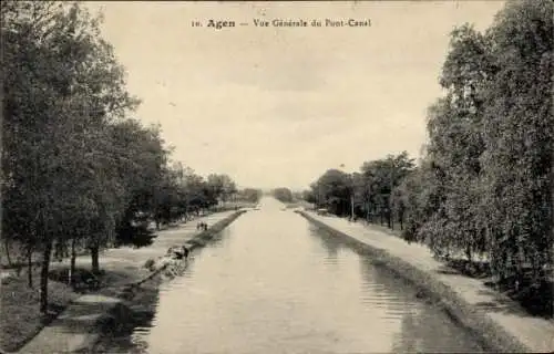 Ak Agen Lot et Garonne, vue generale du Pont-Canal