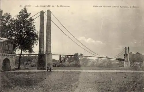 Ak Agen Lot et Garonne, Passerelle sur la Garonne