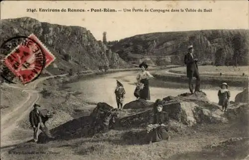 Ak Pont Rean Guichen Ille et Vilaine, Campagne dans la Vallee du Boel, Gruppenfoto