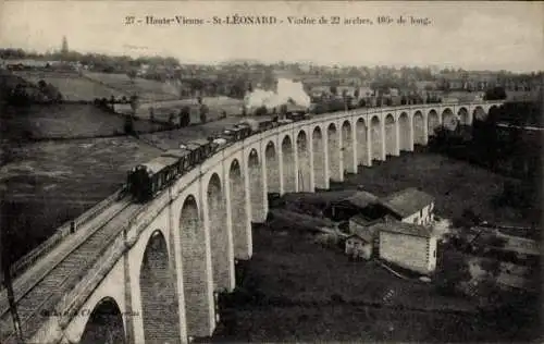 Ak Saint Léonard de Noblat Haute Vienne, Viaduc, Eisenbahn