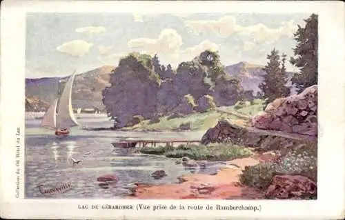 Künstler Ak Gérardmer Lothringen Vosges, lac, Segelboot, vue prise de la route de Ramberchamp