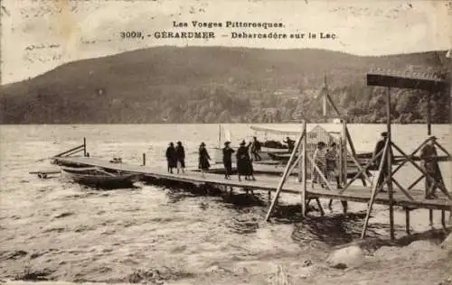 Ak Gérardmer Lothringen Vosges, Debarcadere sur le Lac