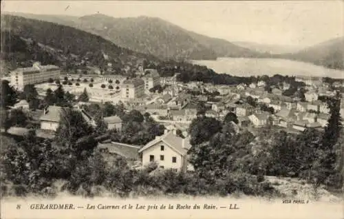 Ak Gérardmer Lothringen Vosges, Casernes, le Lac pris de la Roche du Rain