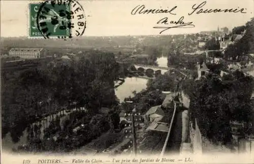 Ak Poitiers Vienne, Vallee du Clain, Blick von den Blossac-Gärten aus