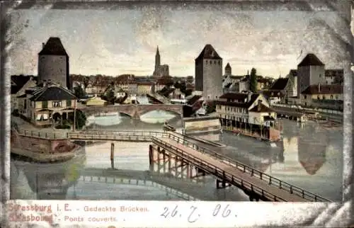 Ak Strasbourg Straßburg Elsass Bas Rhin, gedeckte Brücken